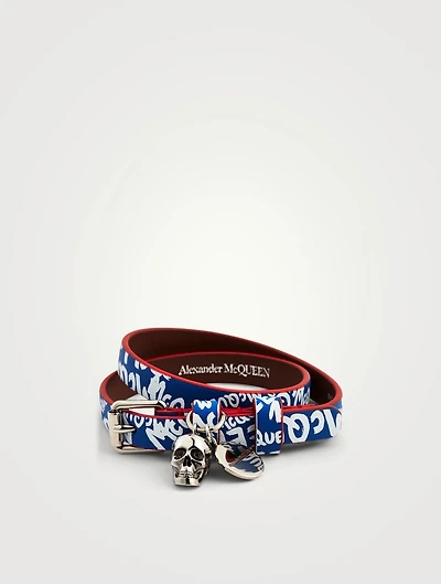 Graffiti Leather Double-Wrap Bracelet