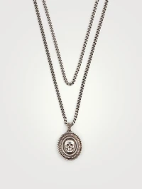 Double Layer Chain Necklace With Skull Medallion