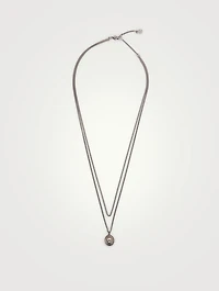 Double Layer Chain Necklace With Skull Medallion