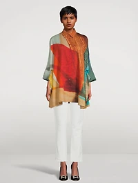 Wool Tunic Blouse Liquid Light Print