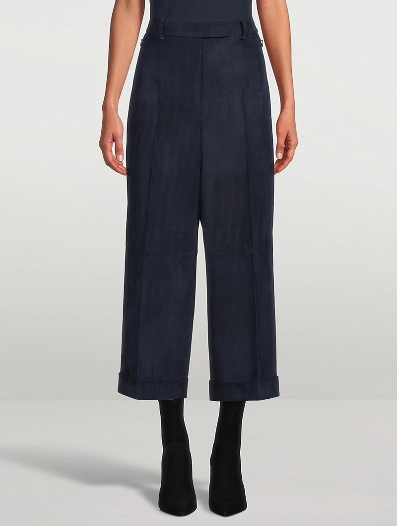 Florella Cropped Wide-Leg Suede Trousers