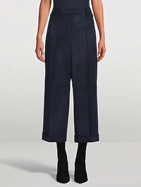 Florella Cropped Wide-Leg Suede Trousers