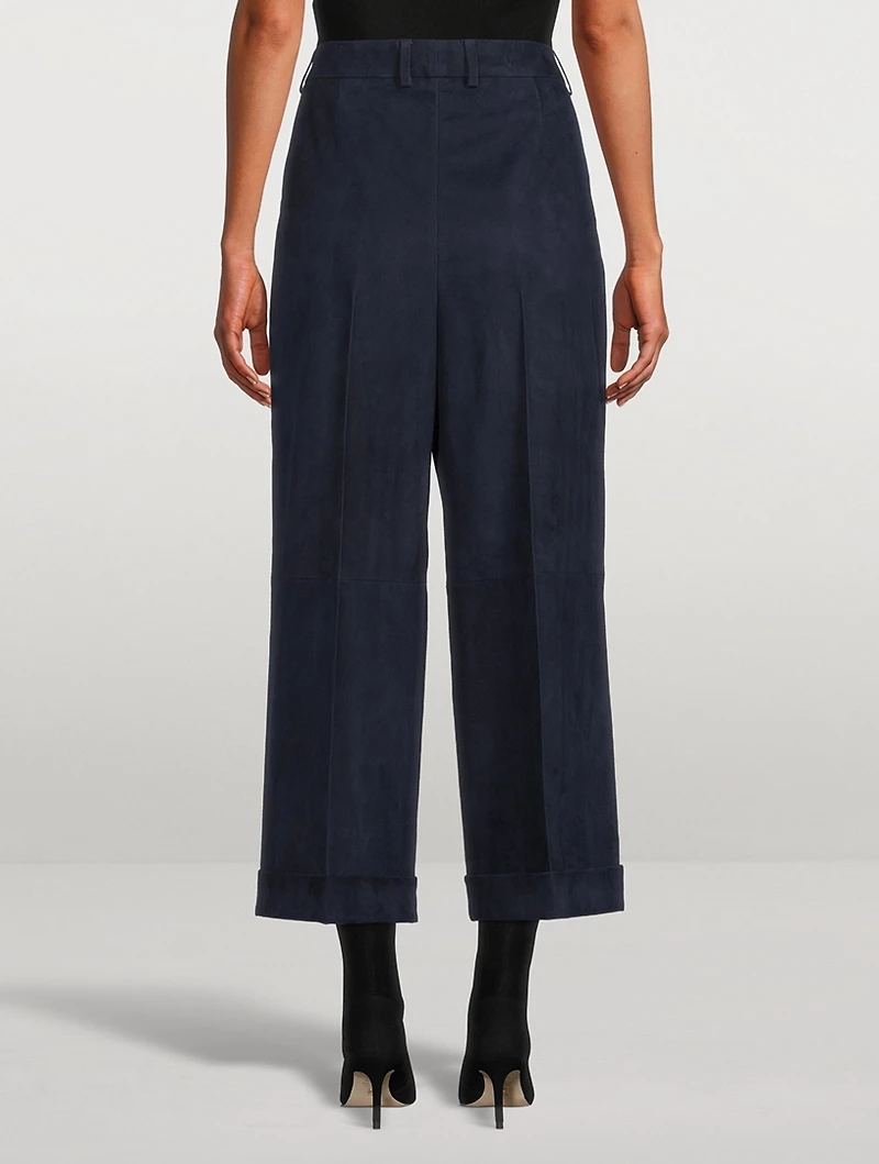 Florella Cropped Wide-Leg Suede Trousers
