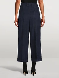 Florella Cropped Wide-Leg Suede Trousers
