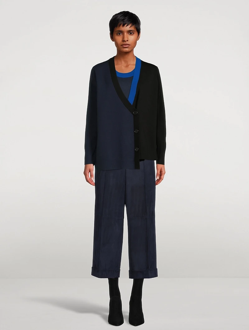 Florella Cropped Wide-Leg Suede Trousers