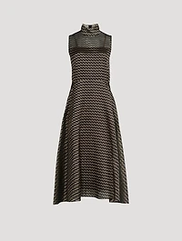 Silk Organza Midi Dress Geo Print