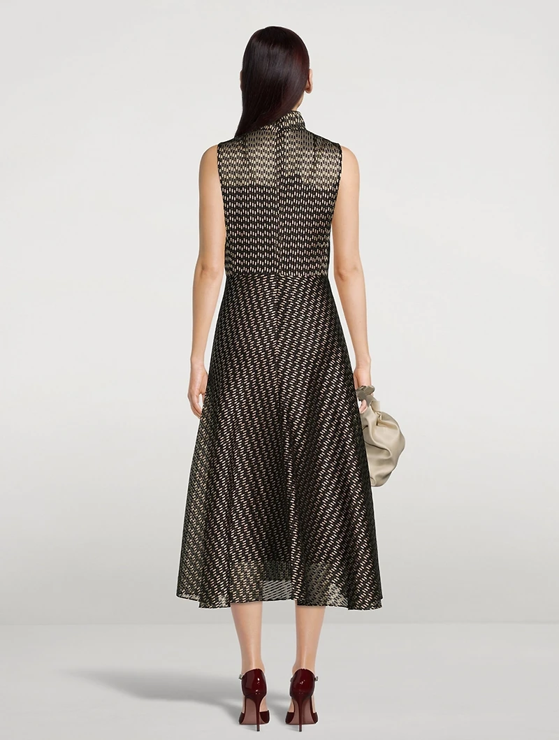Silk Organza Midi Dress Geo Print