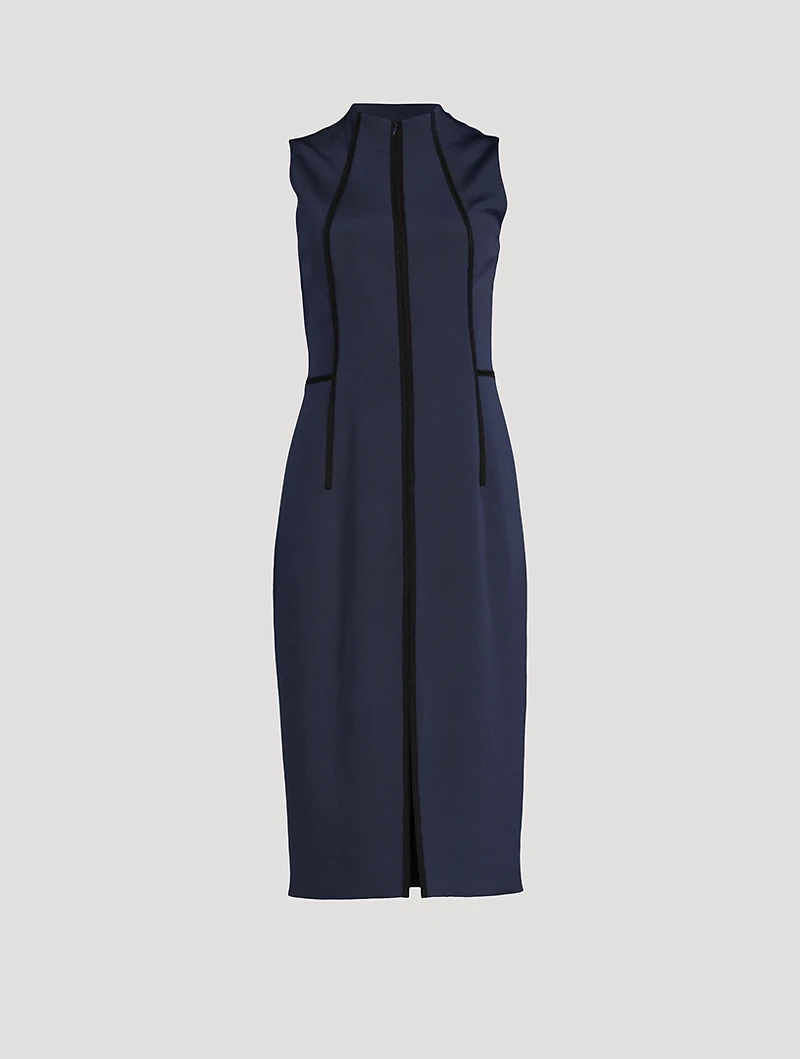 Zip-Front Stretch Silk Sheath Dress
