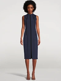 Zip-Front Stretch Silk Sheath Dress