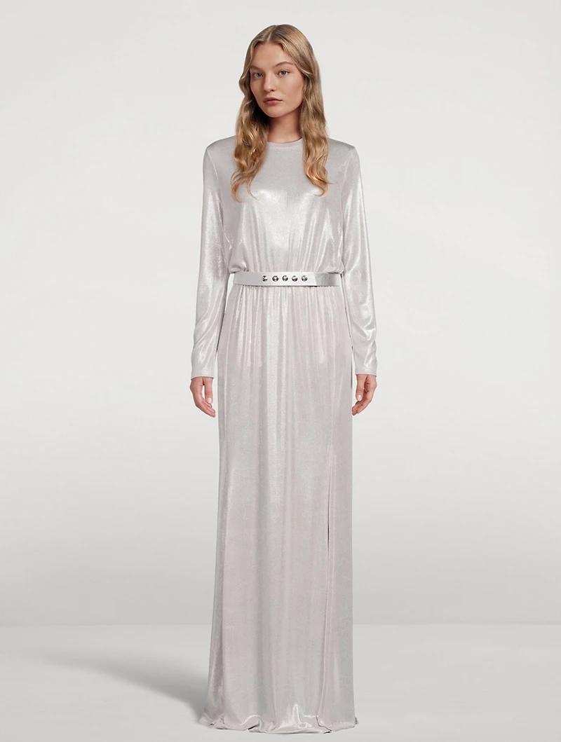 Liquid Jersey Gown With Belt