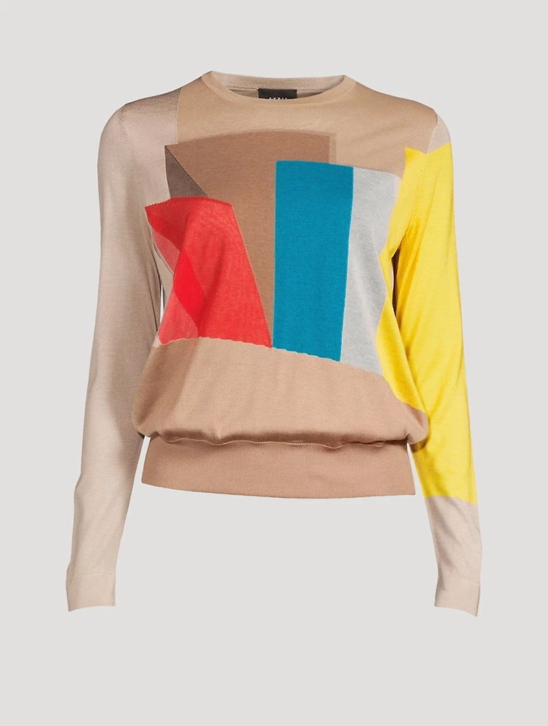 Silk And Cotton Crewneck Sweater Liquid Light Print