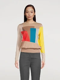 Silk And Cotton Crewneck Sweater Liquid Light Print
