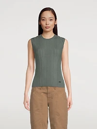 Rib-Knit Sleeveless Sweater