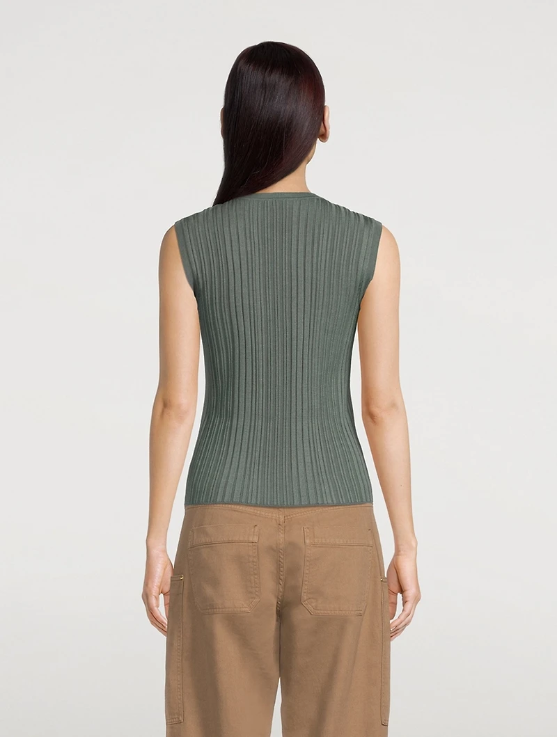 Rib-Knit Sleeveless Sweater