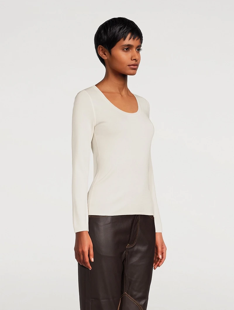Cashmere And Silk Scoopneck Top