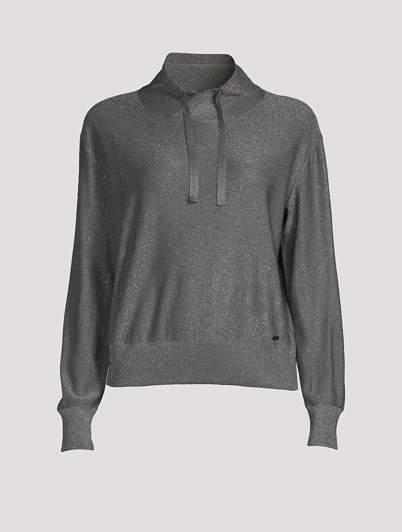 High-Neck Silk Lurex Sweatshirt