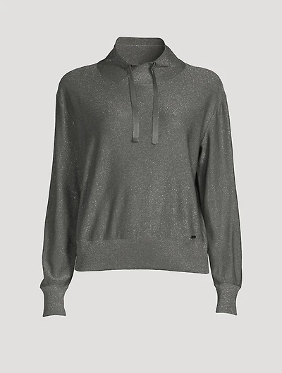 High-Neck Silk Lurex Sweatshirt