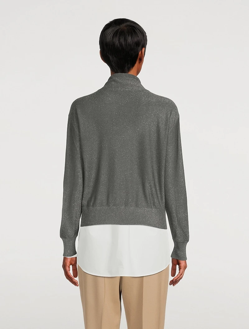 High-Neck Silk Lurex Sweatshirt