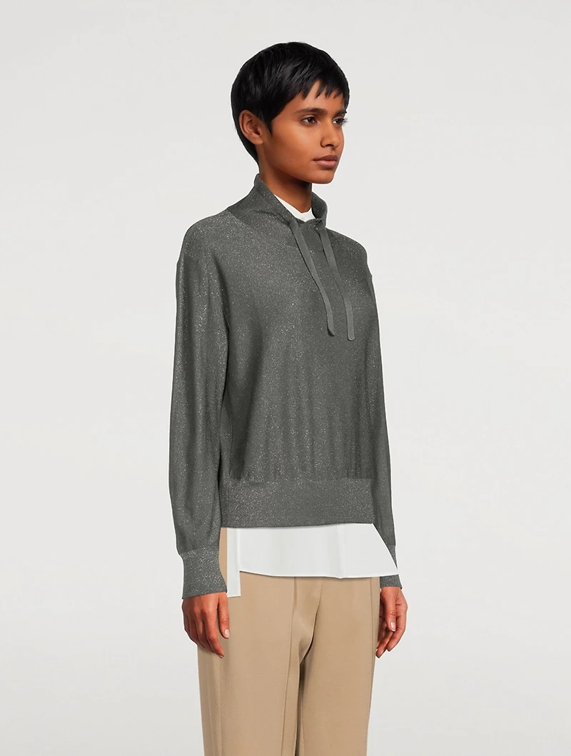 High-Neck Silk Lurex Sweatshirt