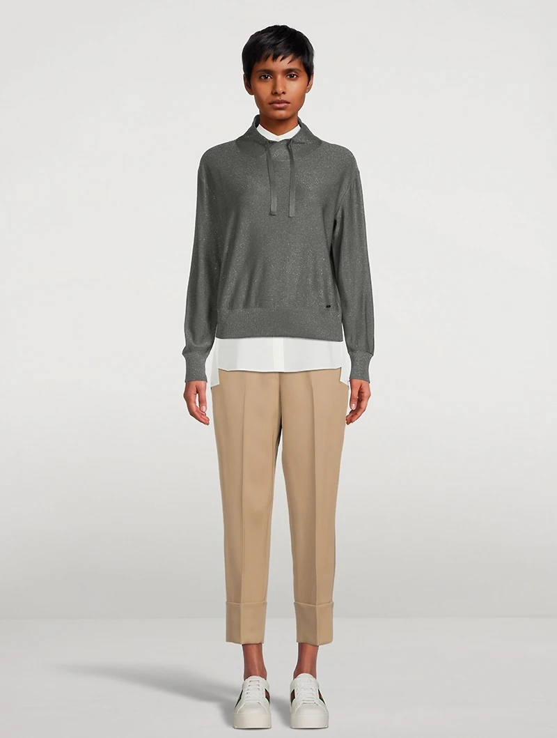 High-Neck Silk Lurex Sweatshirt