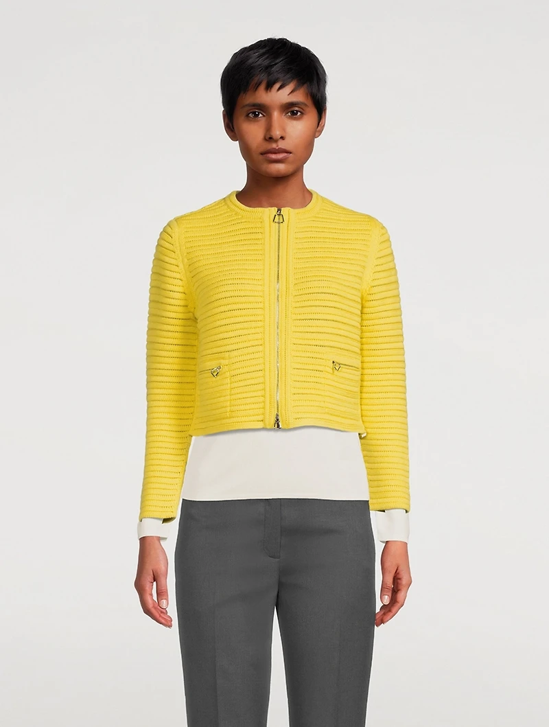 Zip-Front Knit Cardigan