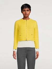 Zip-Front Knit Cardigan