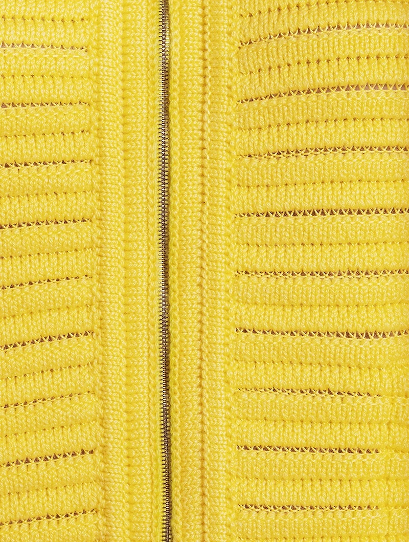 Zip-Front Knit Cardigan