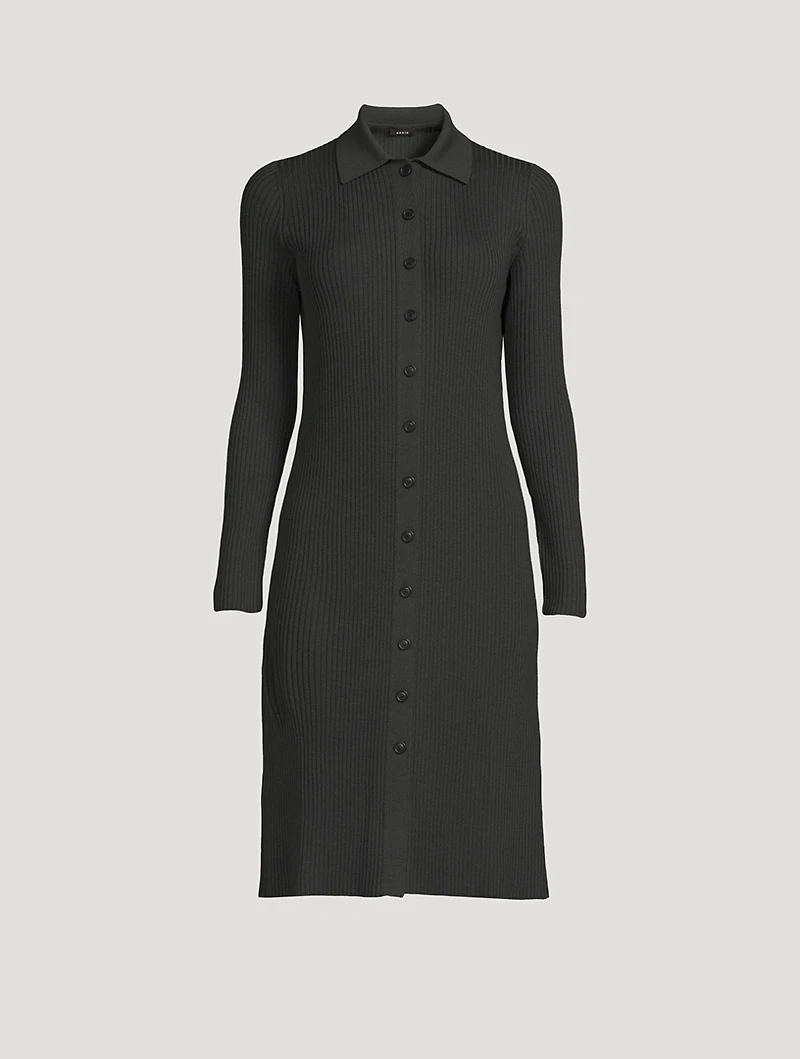Long Wool Polo Cardigan