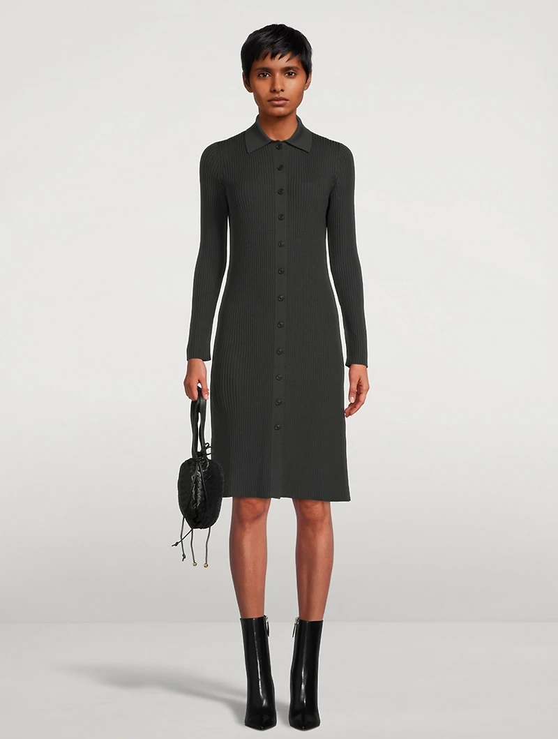 Long Wool Polo Cardigan