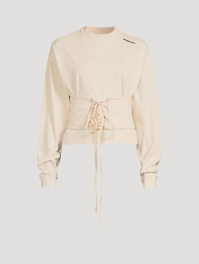 Long-Sleeve T-Shirt With Corset Detail