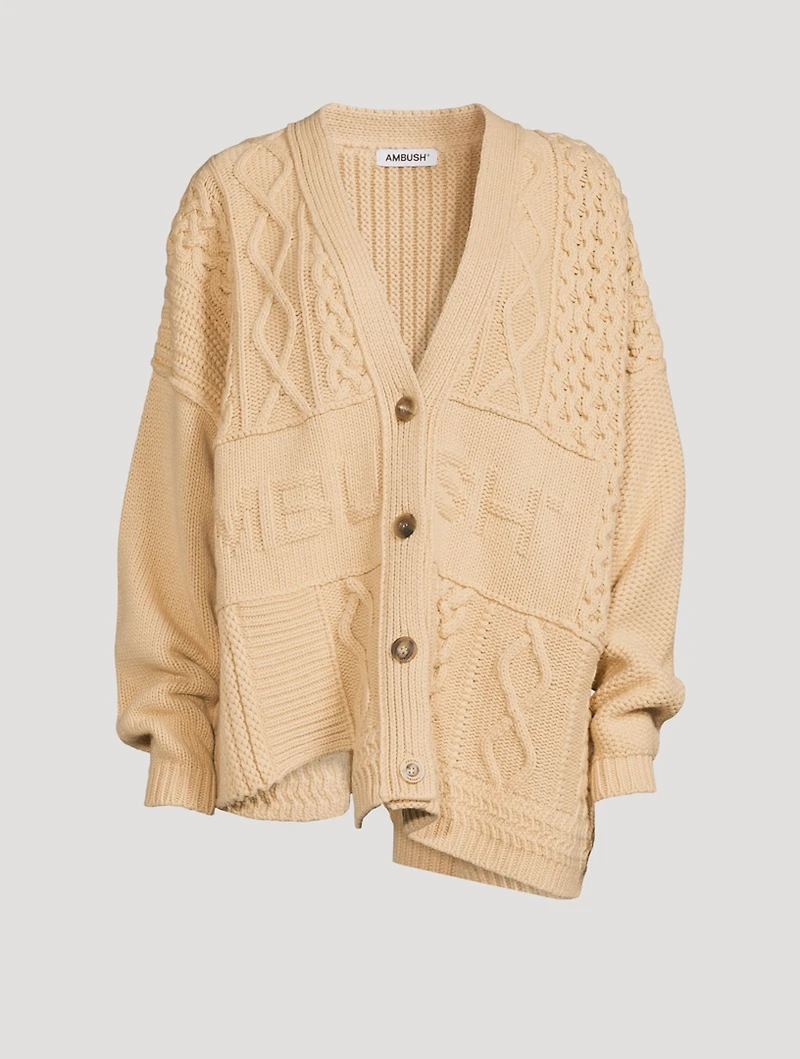 Patchwork-Knit Logo Cardigan