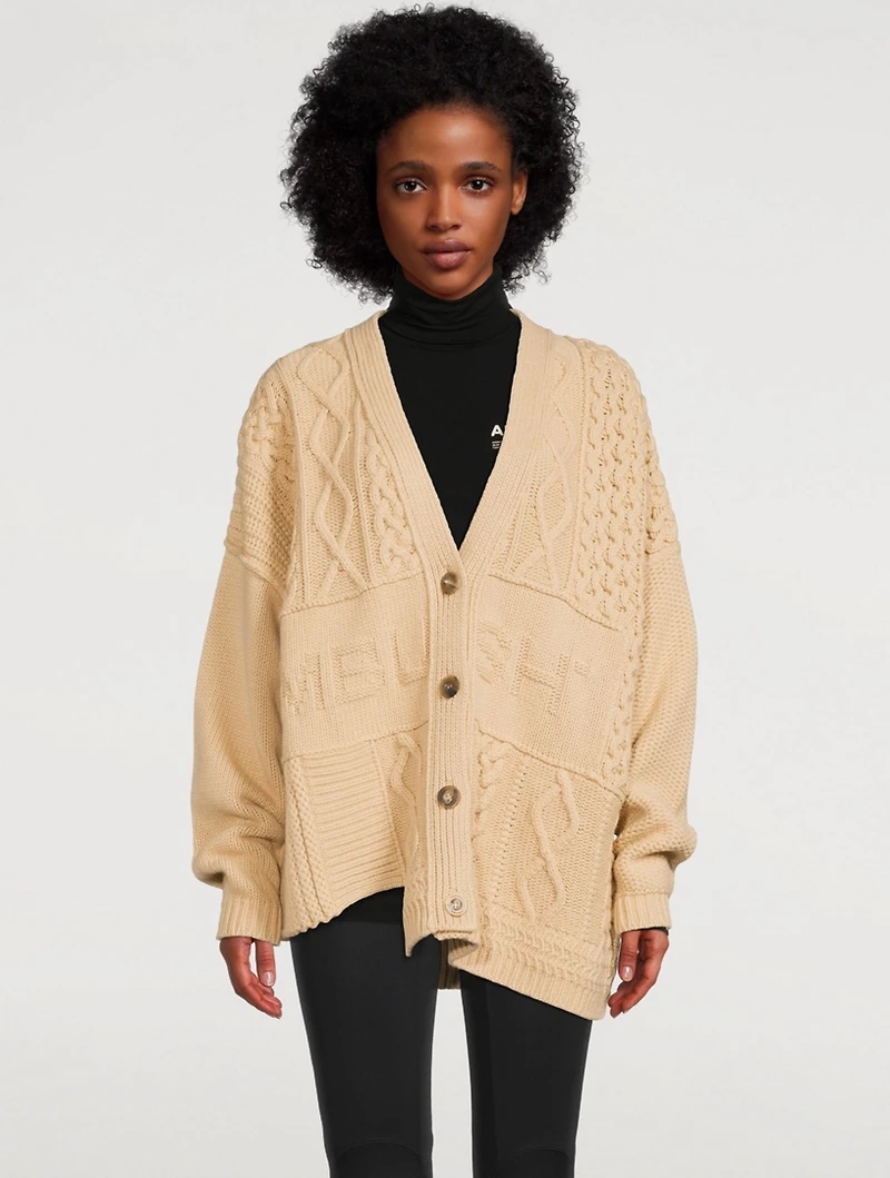 Patchwork-Knit Logo Cardigan