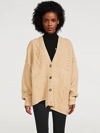 Patchwork-Knit Logo Cardigan
