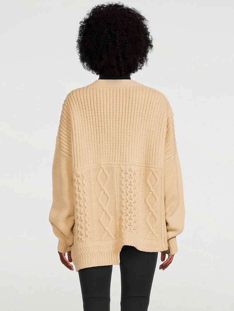 Patchwork-Knit Logo Cardigan