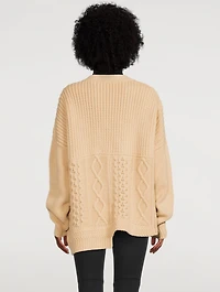 Patchwork-Knit Logo Cardigan