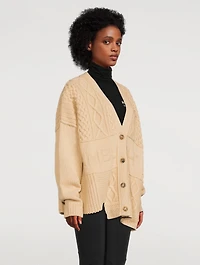 Patchwork-Knit Logo Cardigan