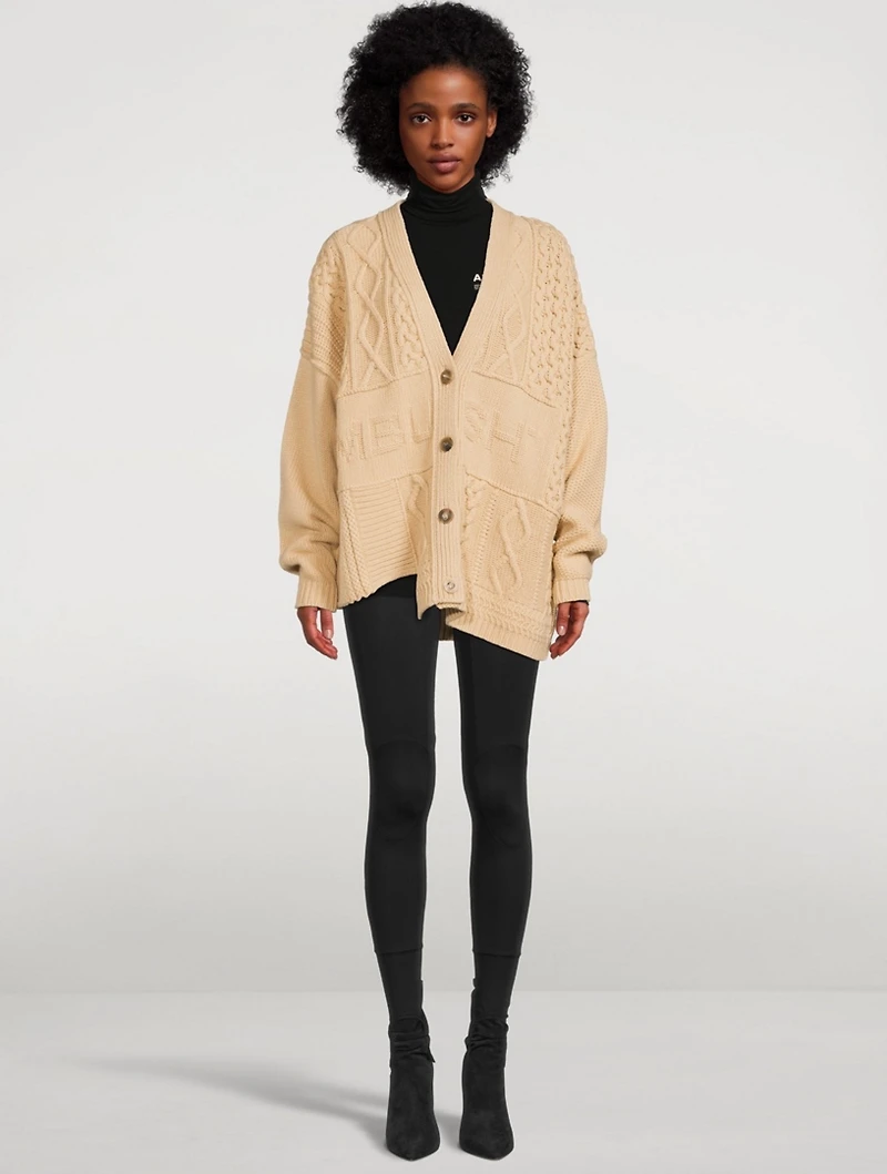 Patchwork-Knit Logo Cardigan