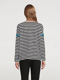 Cotton And Linen Long-Sleeve T-Shirt Striped Print