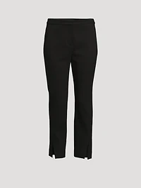 Waffle-Knit Cotton Straight Slit Pants