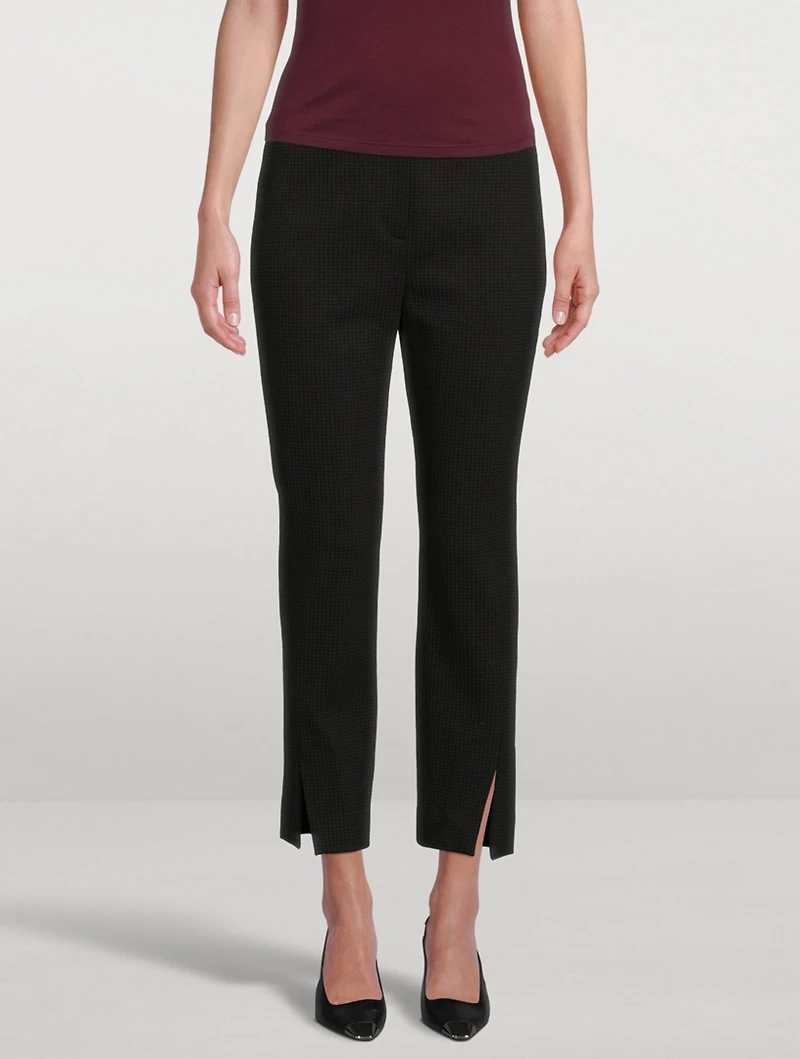Waffle-Knit Cotton Straight Slit Pants