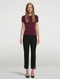 Waffle-Knit Cotton Straight Slit Pants