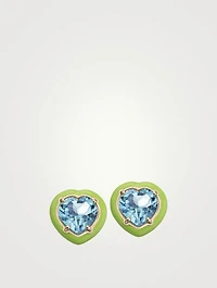 Candy Heart Stud Earrings With Topaz