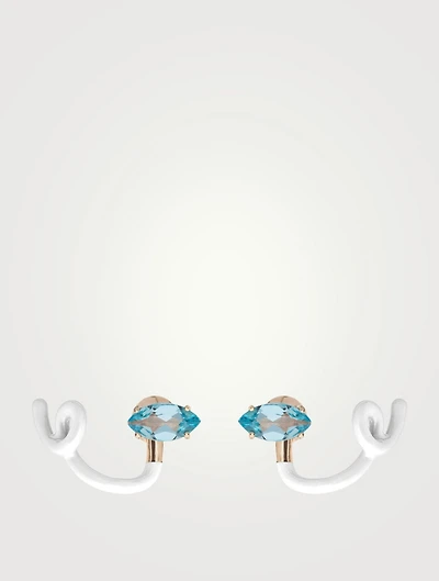 Tendril Crawler Earrings With Topaz
