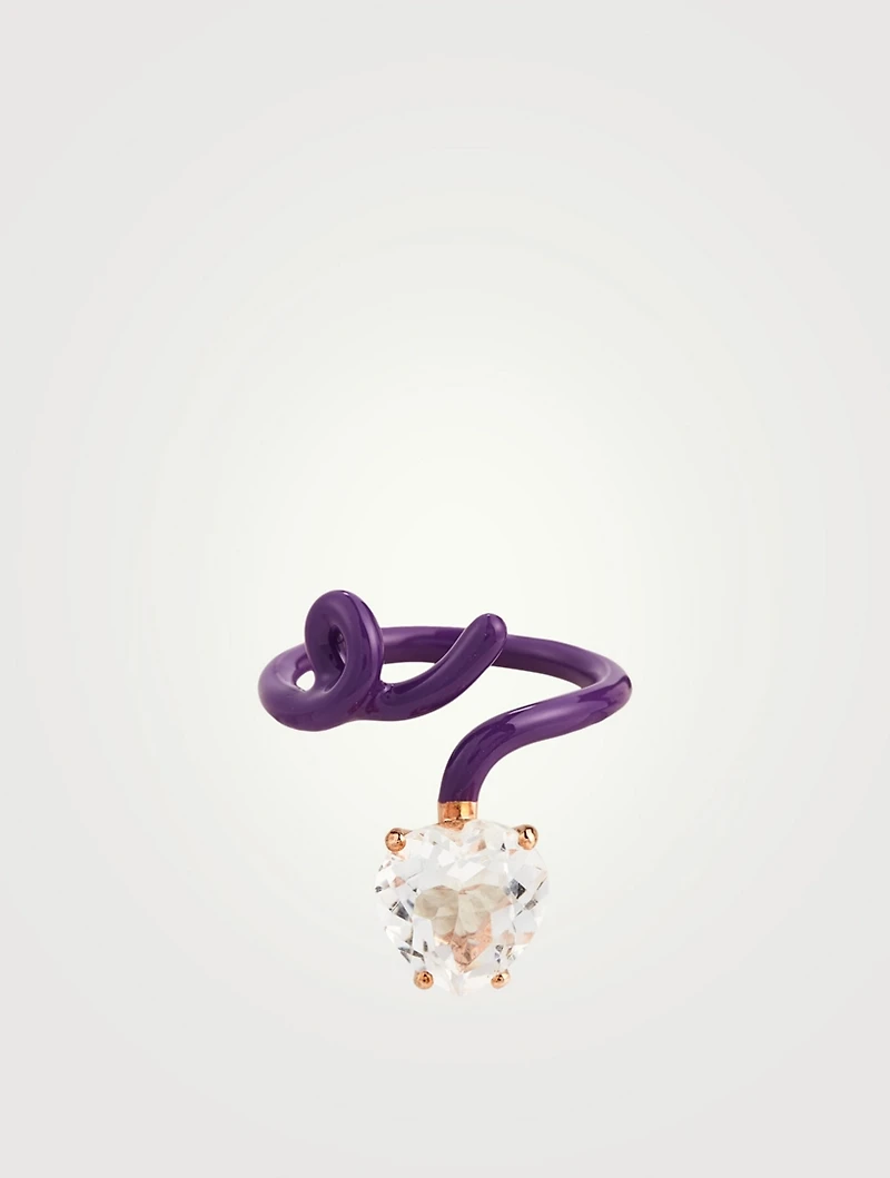 Heart Tendril Ring With Rock Crystal