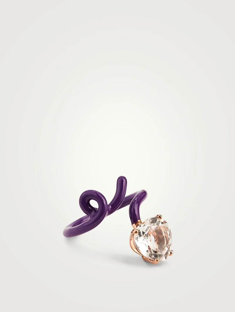 Heart Tendril Ring With Rock Crystal