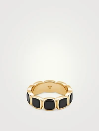Medium 9K Gold Black Onyx Cushion Band
