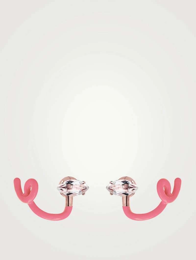 Tendril Crawler Earrings With Rock Crystal