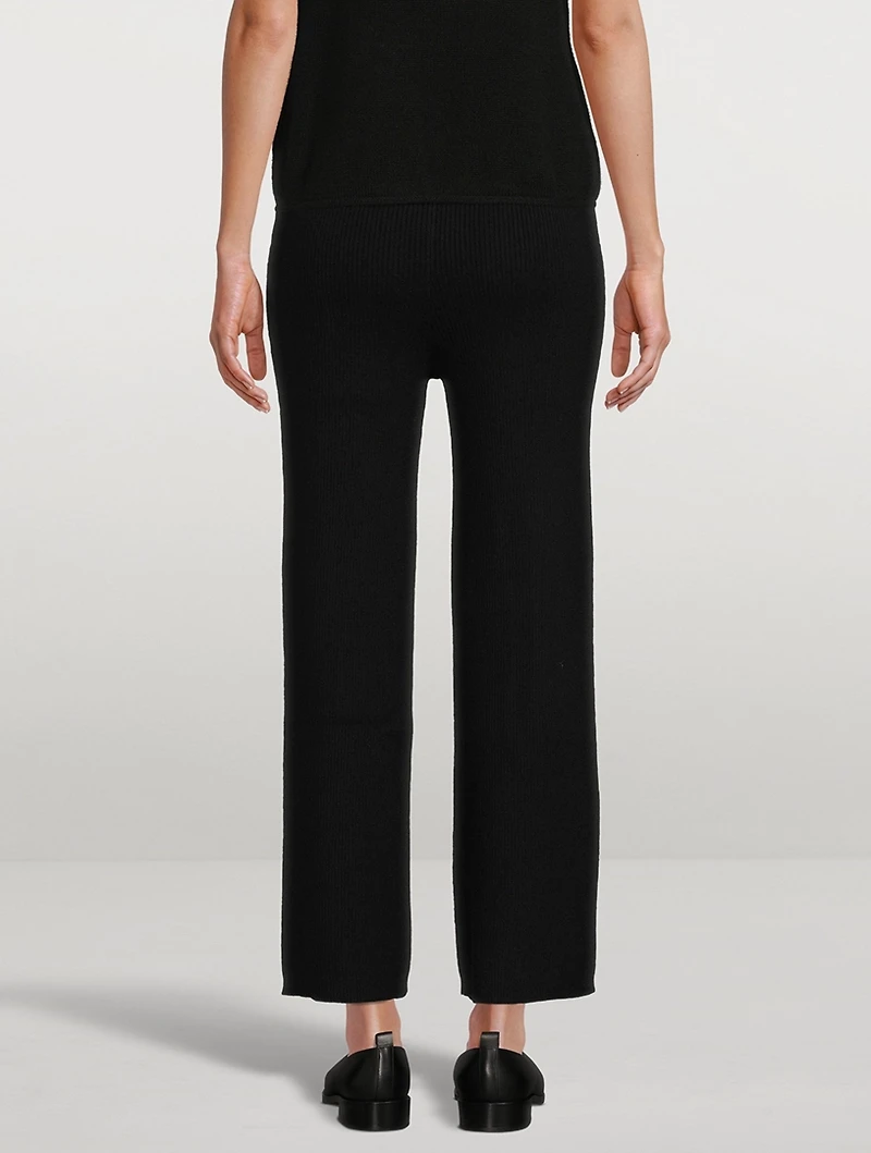 Heather Ribbed Cashmere Straight-Leg Trousers