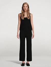 Heather Ribbed Cashmere Straight-Leg Trousers