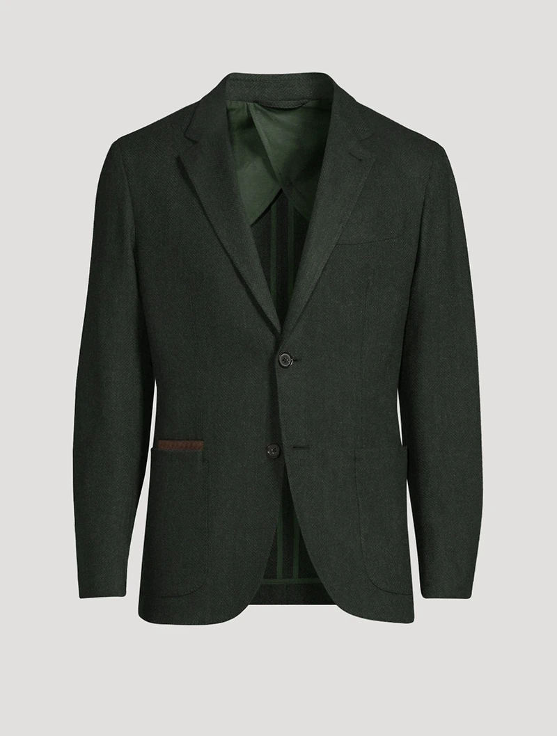 Wool And Cashmere Jacket Herringbone Print